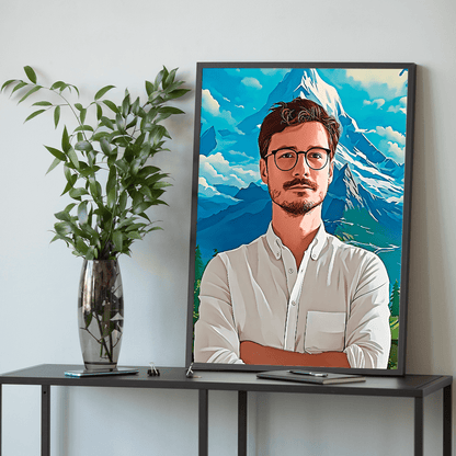 W animowanym stylu - plakat, spersonalizowany prezent dla niego - idamell.com