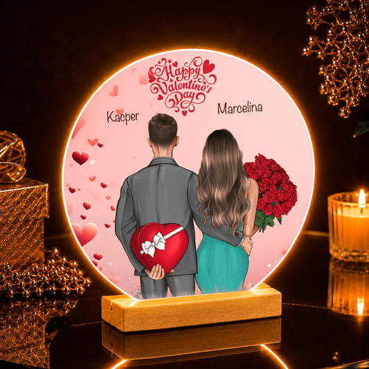 Walentynkowy Clipart grafika + imiona - Druk na szkle, spersonalizowany prezent dla niej - idamell.com