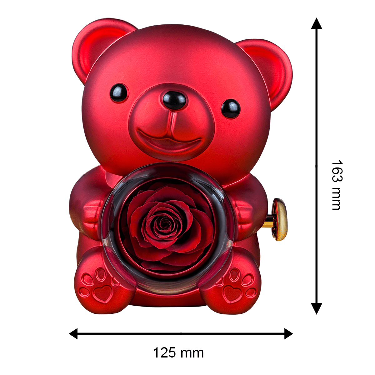 Walentynkowy Clipart + imiona - Miś z różą wieczną i wydrukiem, spersonalizowany prezent dla pary - idamell.com