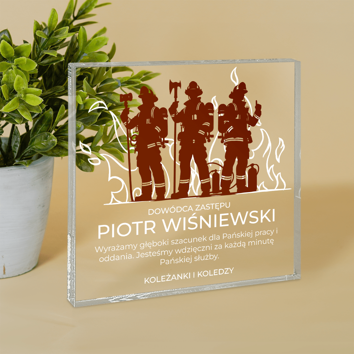 Wdzięczność za służbę - Druk na kwadratowym szkle, spersonalizowany prezent dla mężczyzny - idamell.com