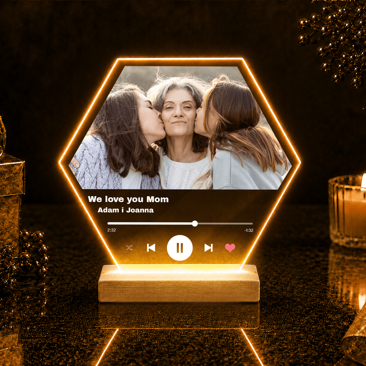 We love you Mom Spotify - Druk na szkle, spersonalizowany prezent dla mamy - idamell.com