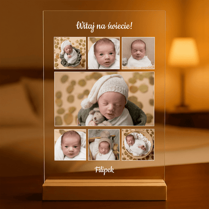 Witaj na świecie - Druk na szkle, spersonalizowany prezent dla dziecka - idamell.com
