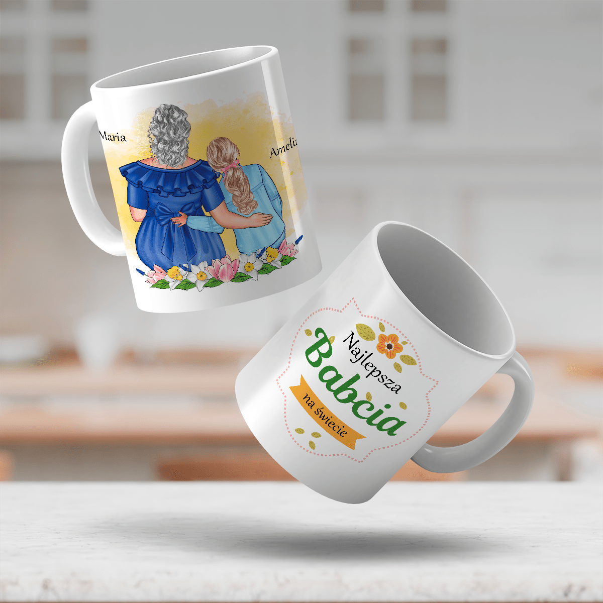 Wnuczka i najlepsza babcia na świecie - 1x Kubek z nadrukiem, spersonalizowany prezent dla babci - idamell.com