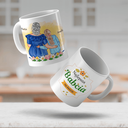 Wnuczka i najlepsza babcia na świecie - 1x Kubek z nadrukiem, spersonalizowany prezent dla babci - idamell.com