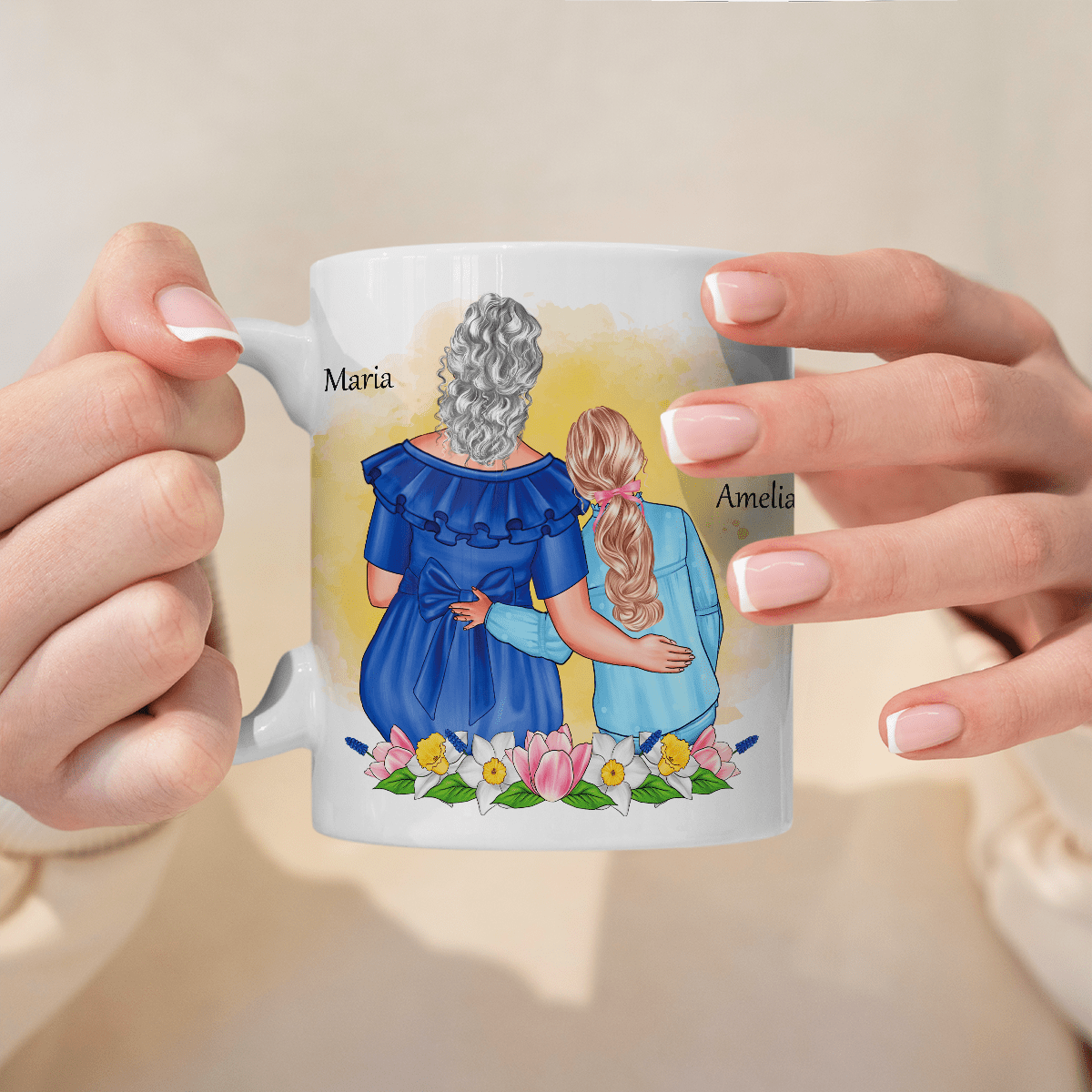 Wnuczka i najlepsza babcia na świecie - 1x Kubek z nadrukiem, spersonalizowany prezent dla babci - idamell.com