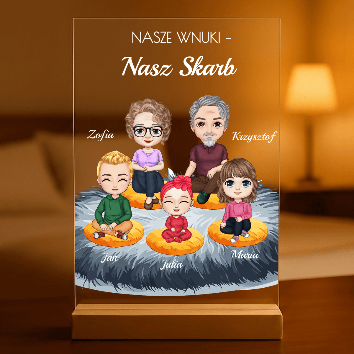 Wnuki to skarb Clipart - Druk na szkle, spersonalizowany prezent dla dziadków - idamell.com