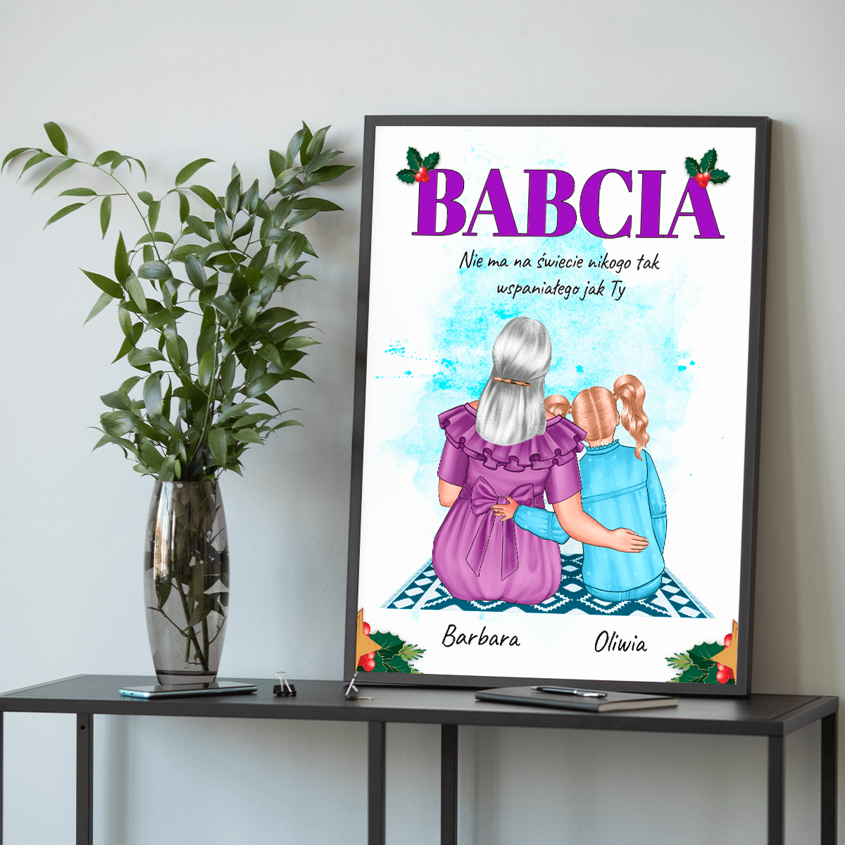 Wspaniała babcia Clipart - plakat, spersonalizowany prezent dla babci - idamell.com