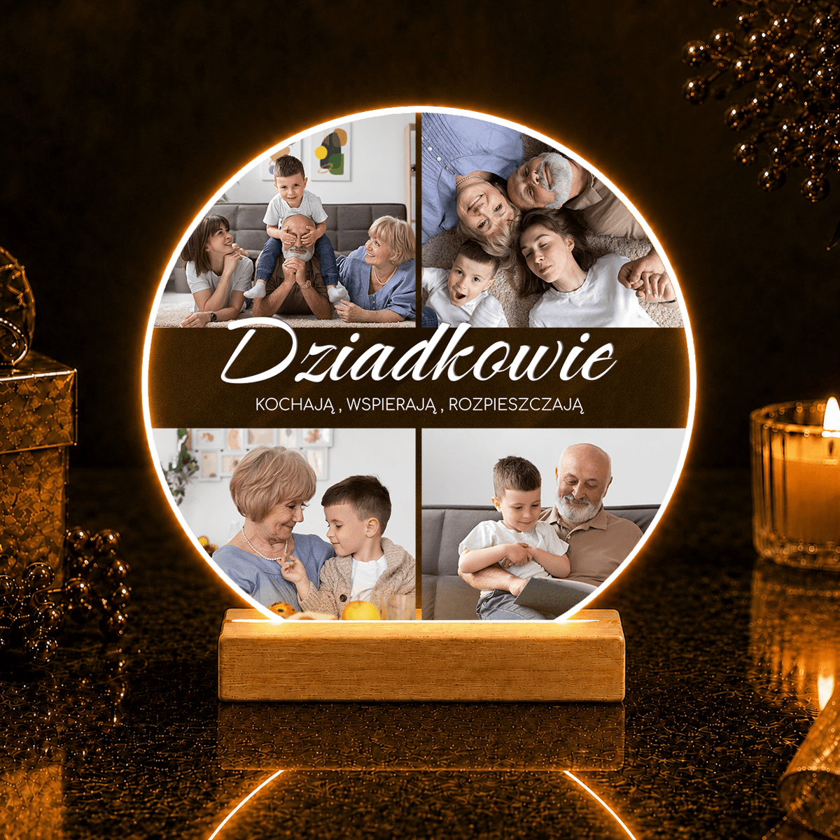 Wspaniali dziadkowie zdjęcia + napis - Druk na szkle, spersonalizowany prezent dla dziadków - idamell.com