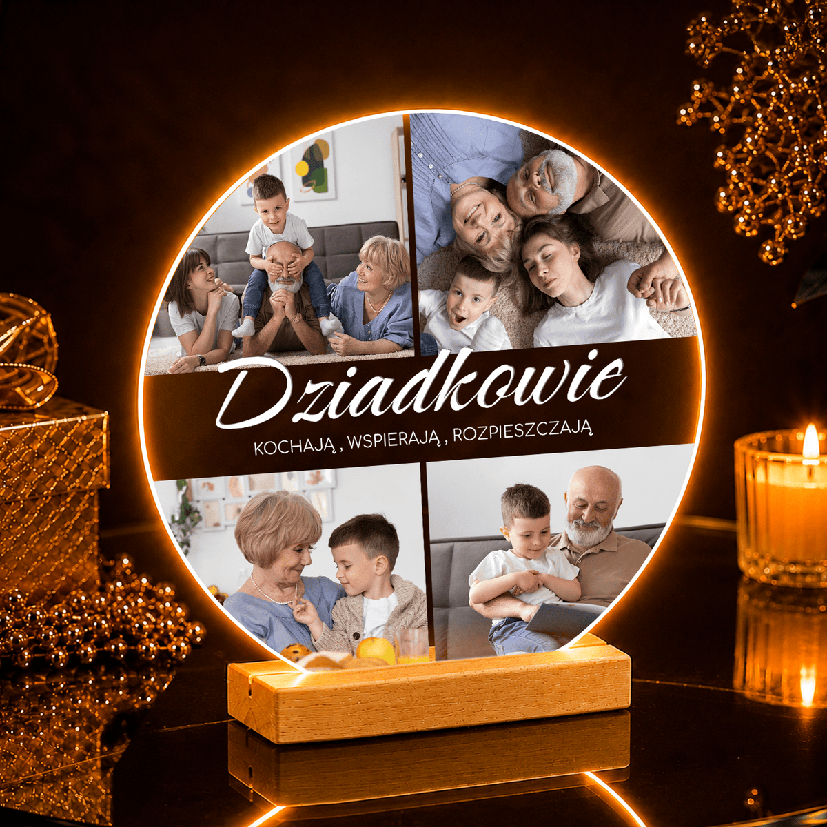 Wspaniali dziadkowie zdjęcia + napis - Druk na szkle, spersonalizowany prezent dla dziadków - idamell.com