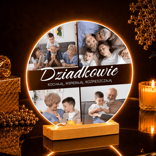 Wspaniali dziadkowie zdjęcia + napis - Druk na szkle, spersonalizowany prezent dla dziadków - idamell.com