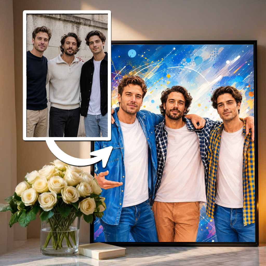 Wspólny portret przyjaciół - plakat, spersonalizowany prezent dla przyjaciela - idamell.com
