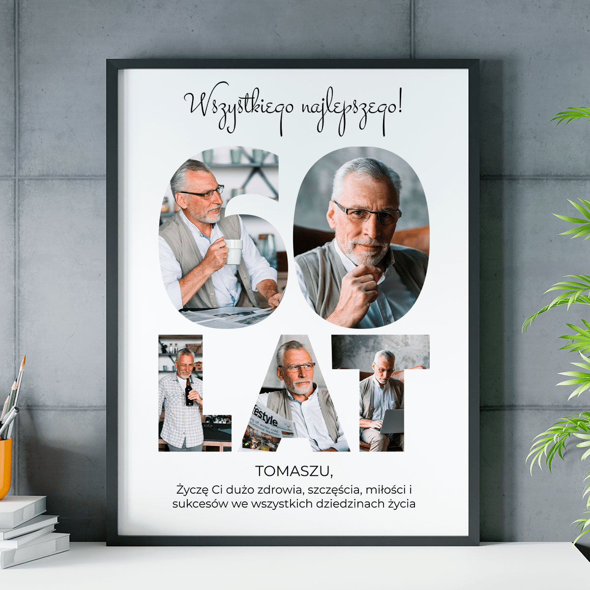 Wszystkiego najlepszego na 60 urodziny - plakat, spersonalizowany prezent dla mężczyzny - idamell.com