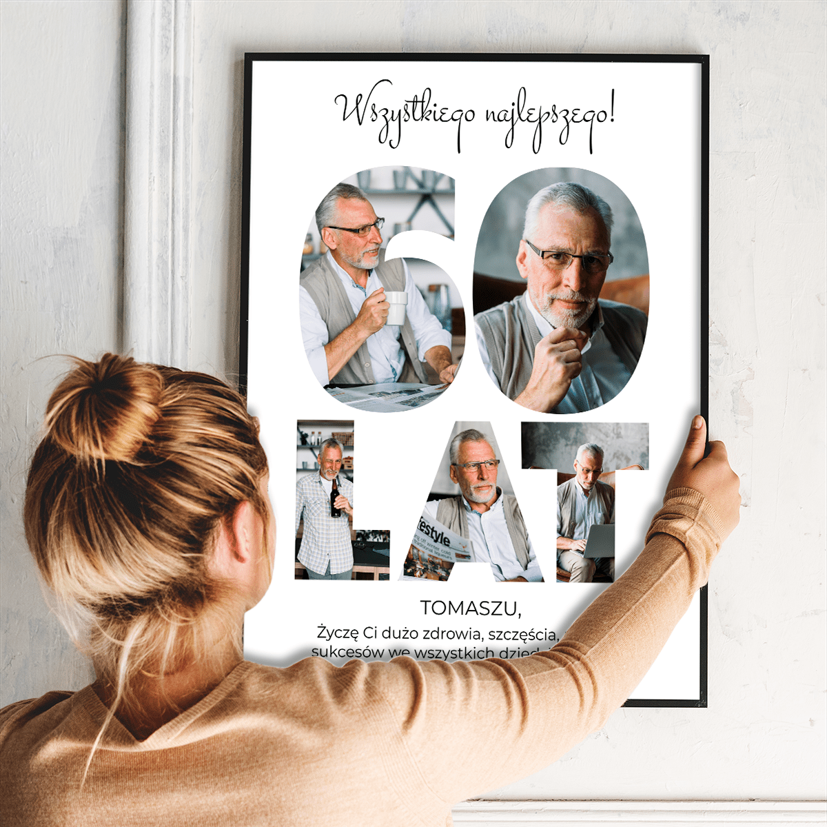 Wszystkiego najlepszego na 60 urodziny - plakat, spersonalizowany prezent dla mężczyzny - idamell.com