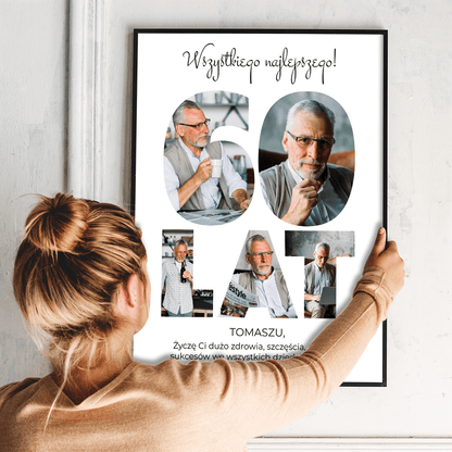 Wszystkiego najlepszego na 60 urodziny - plakat, spersonalizowany prezent dla mężczyzny - idamell.com