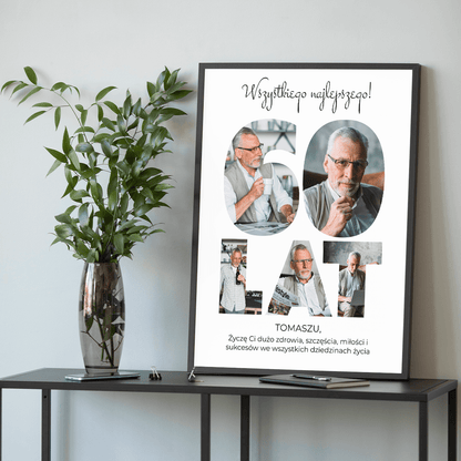 Wszystkiego najlepszego na 60 urodziny - plakat, spersonalizowany prezent dla mężczyzny - idamell.com