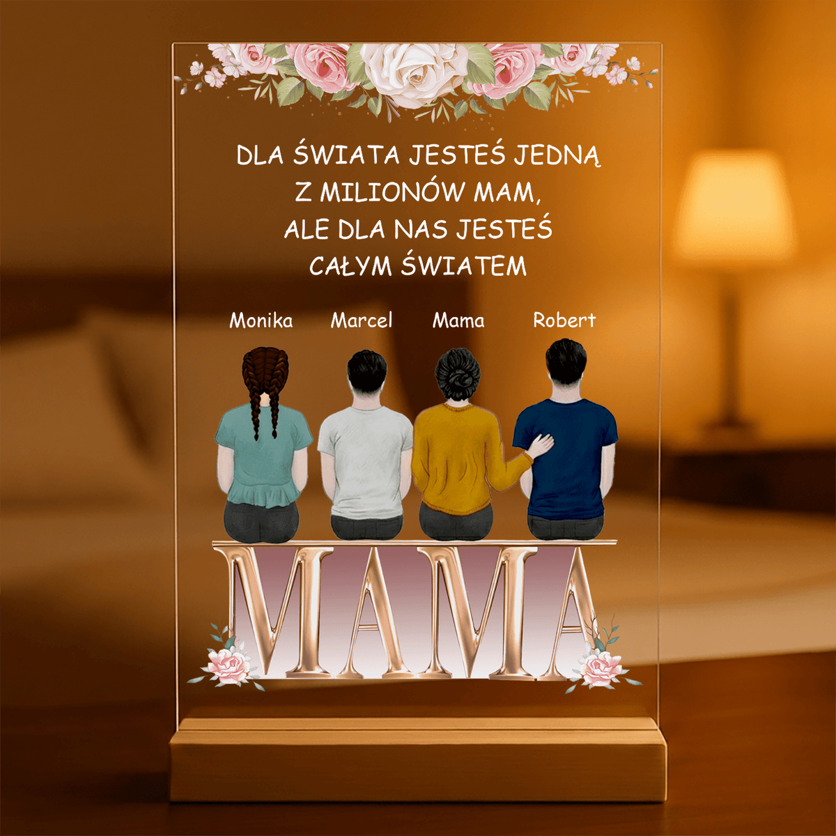 Wyjątkowa mama - Druk na szkle, spersonalizowany prezent dla mamy - idamell.com