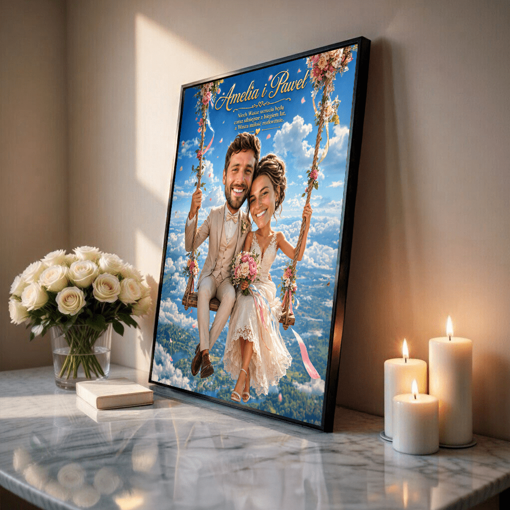 Wyjątkowa miłość ilustracja - plakat, spersonalizowany prezent dla pary - idamell.com