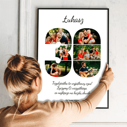 Z okazji 30 urodzin - plakat, spersonalizowany prezent dla niego - idamell.com