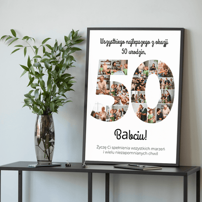 Z okazji 50 urodzin - plakat, spersonalizowany prezent dla babci - idamell.com