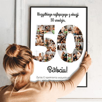 Z okazji 50 urodzin - plakat, spersonalizowany prezent dla babci - idamell.com
