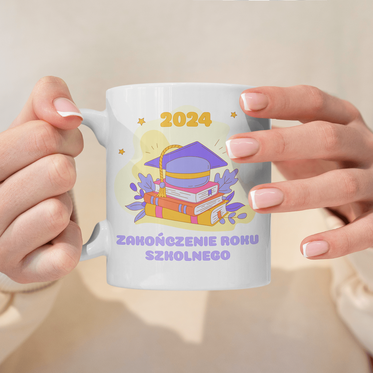 Z okazji końca roku szkolnego - 1x Kubek z nadrukiem, spersonalizowany prezent dla absolwenta - idamell.com