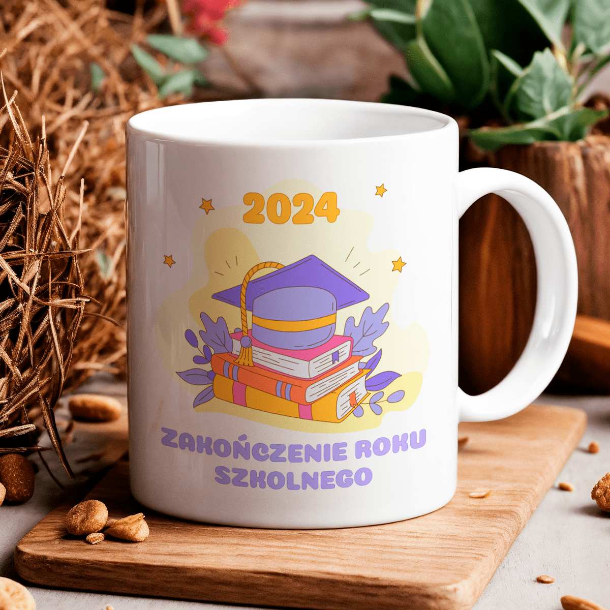 Z okazji końca roku szkolnego - 1x Kubek z nadrukiem, spersonalizowany prezent dla absolwenta - idamell.com