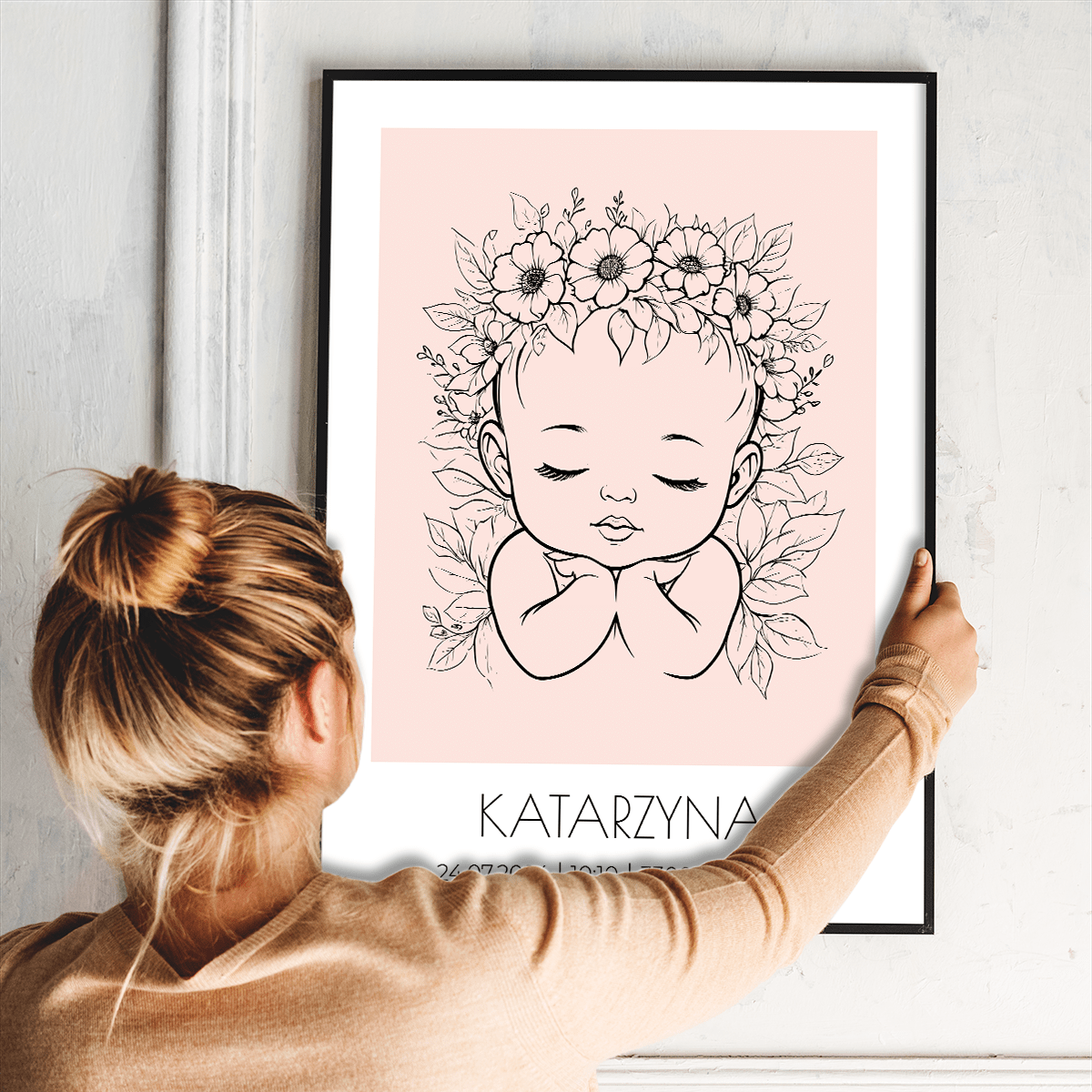 Z okazji narodzin dziewczynki - plakat, spersonalizowany prezent dla dziecka - idamell.com