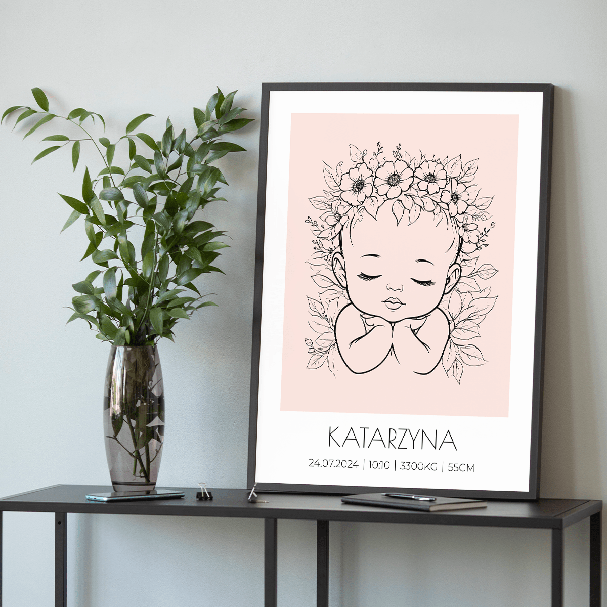 Z okazji narodzin dziewczynki - plakat, spersonalizowany prezent dla dziecka - idamell.com