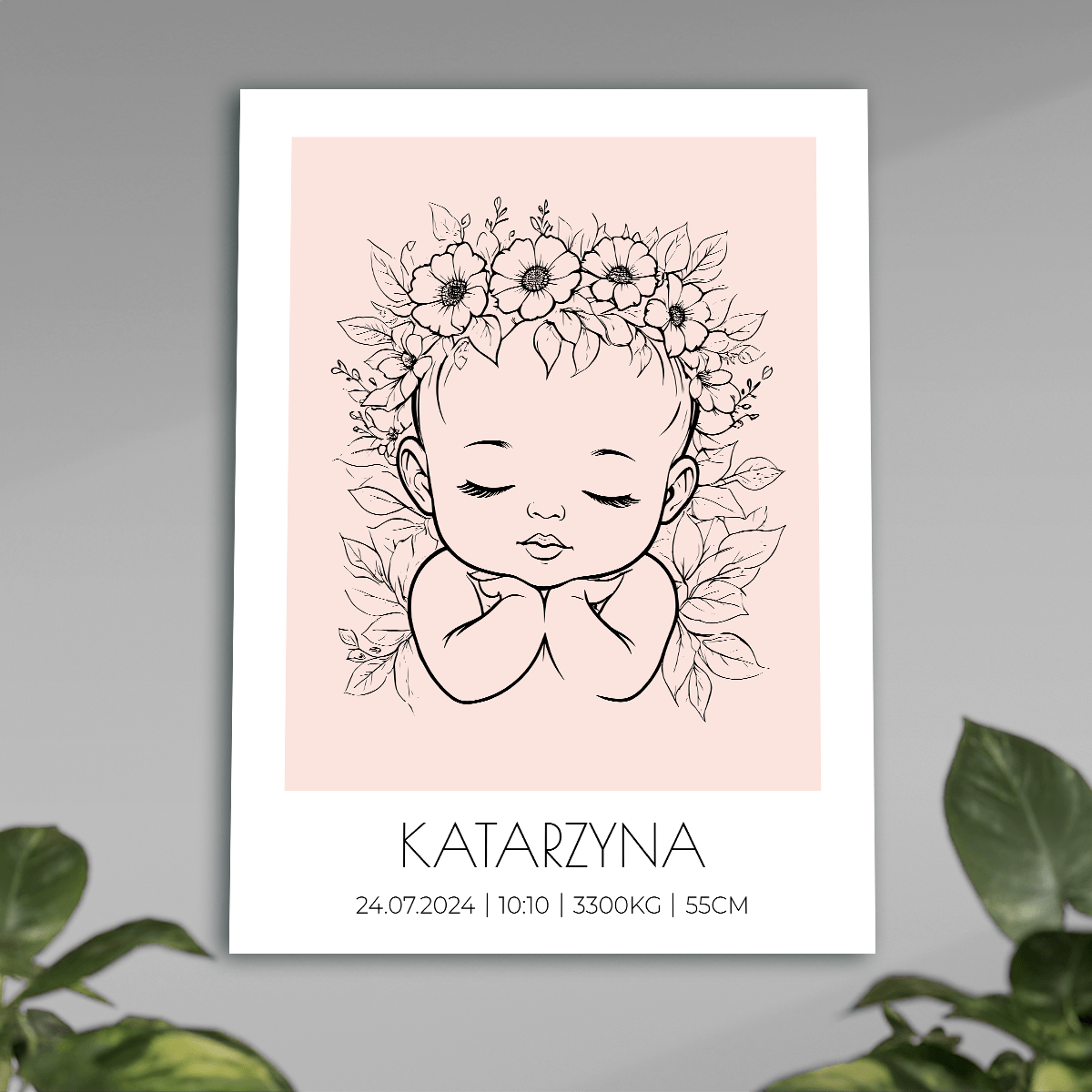 Z okazji narodzin dziewczynki - plakat, spersonalizowany prezent dla dziecka - idamell.com