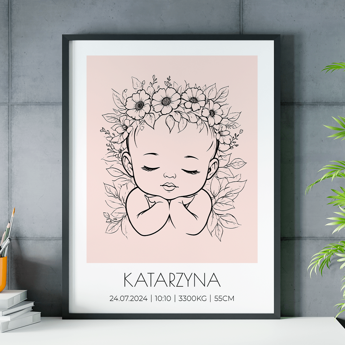 Z okazji narodzin dziewczynki - plakat, spersonalizowany prezent dla dziecka - idamell.com
