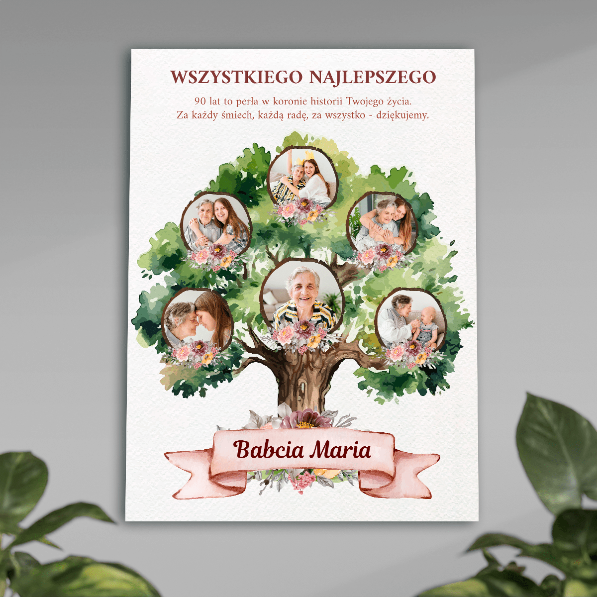 Z okazji Twoich 90 urodzin - plakat, spersonalizowany prezent dla babci - idamell.com