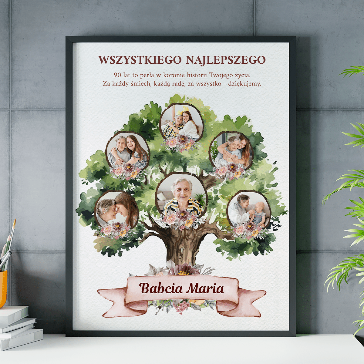 Z okazji Twoich 90 urodzin - plakat, spersonalizowany prezent dla babci - idamell.com