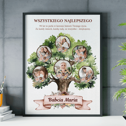 Z okazji Twoich 90 urodzin - plakat, spersonalizowany prezent dla babci - idamell.com