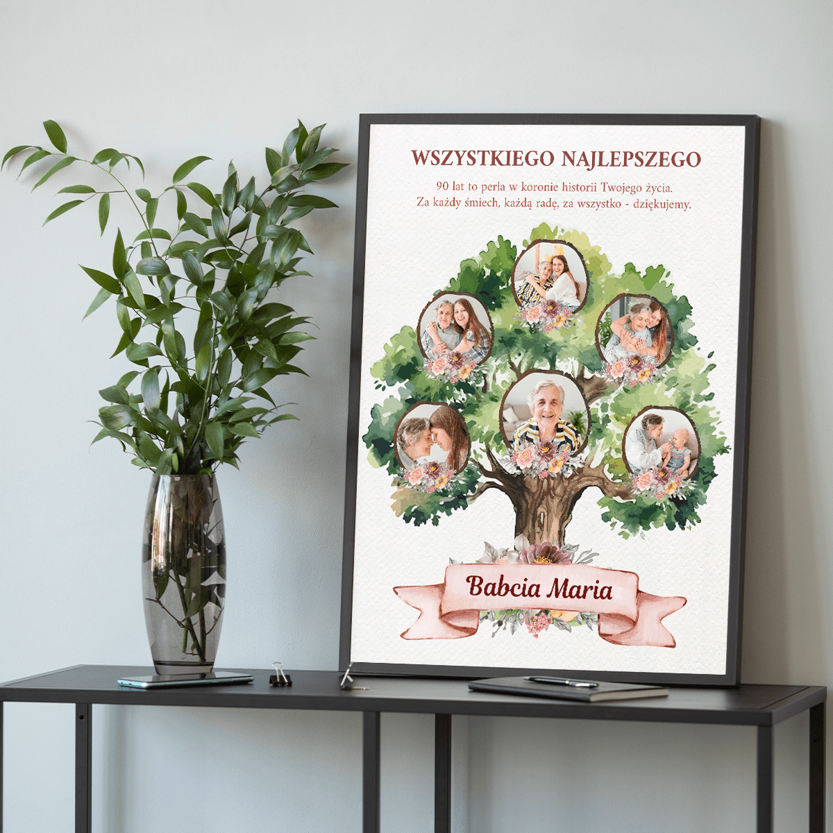 Z okazji Twoich 90 urodzin - plakat, spersonalizowany prezent dla babci - idamell.com