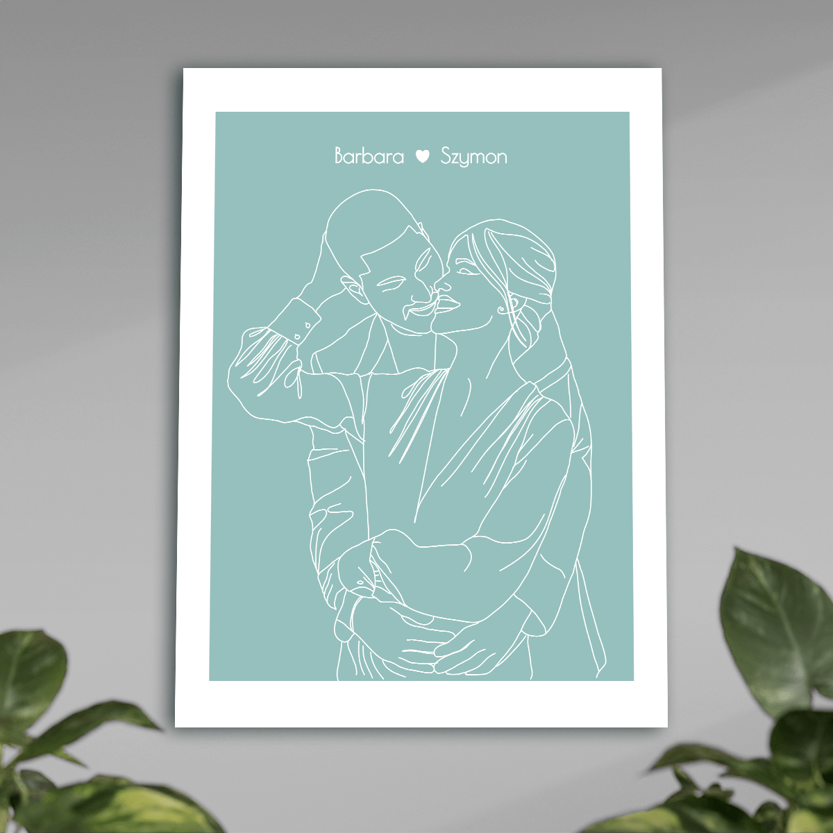 Zakochana para grafika + imiona - plakat, spersonalizowany prezent dla chłopaka - idamell.com