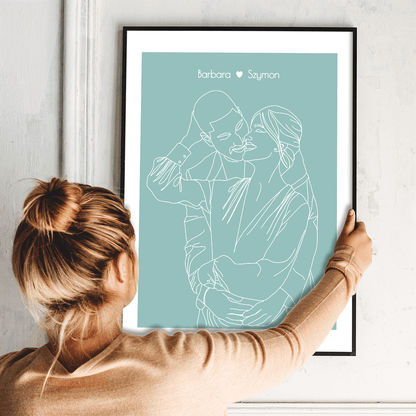 Zakochana para grafika + imiona - plakat, spersonalizowany prezent dla chłopaka - idamell.com
