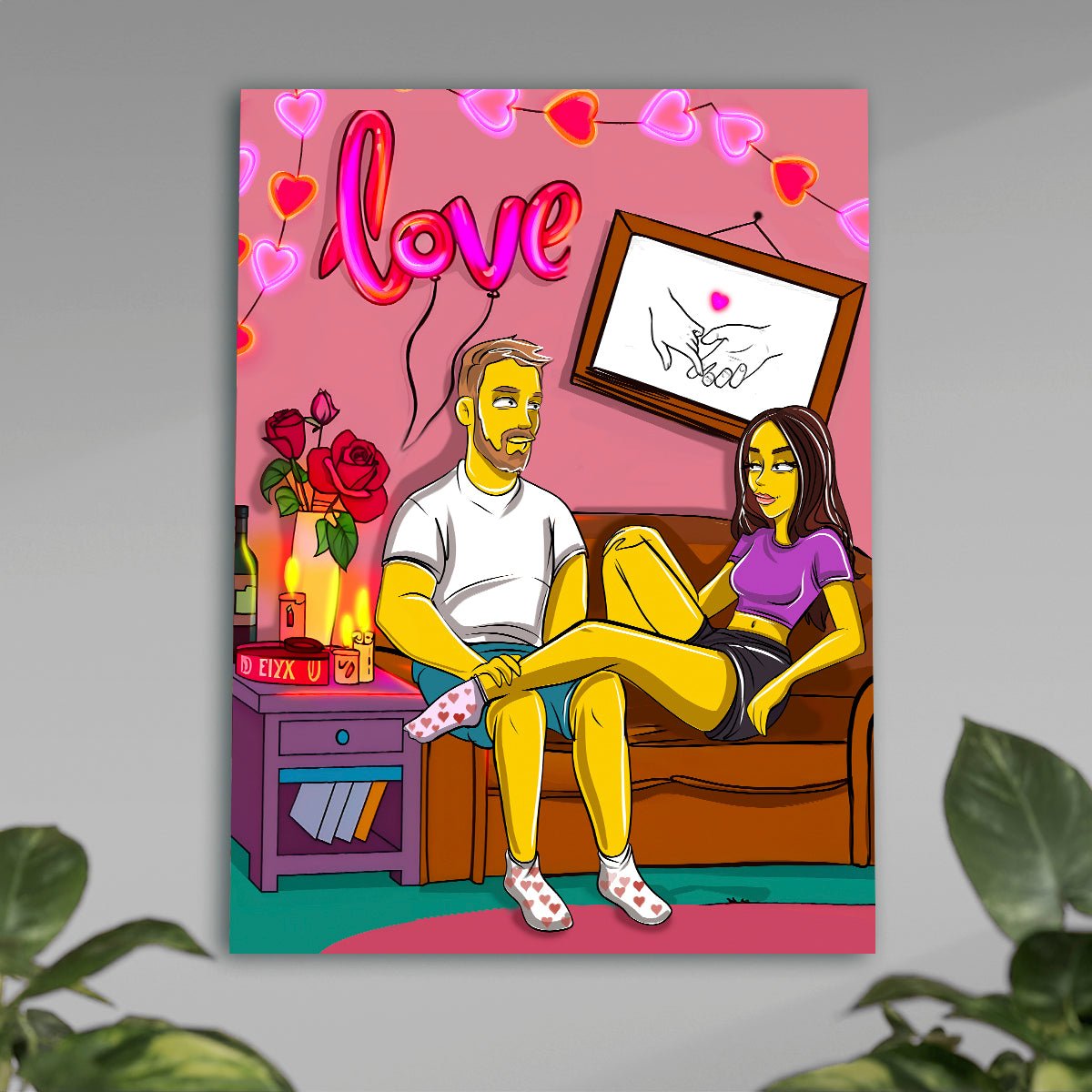 Zakochani Ilustracja - plakat, spersonalizowany prezent dla pary - idamell.com