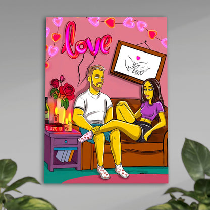 Zakochani Ilustracja - plakat, spersonalizowany prezent dla pary - idamell.com