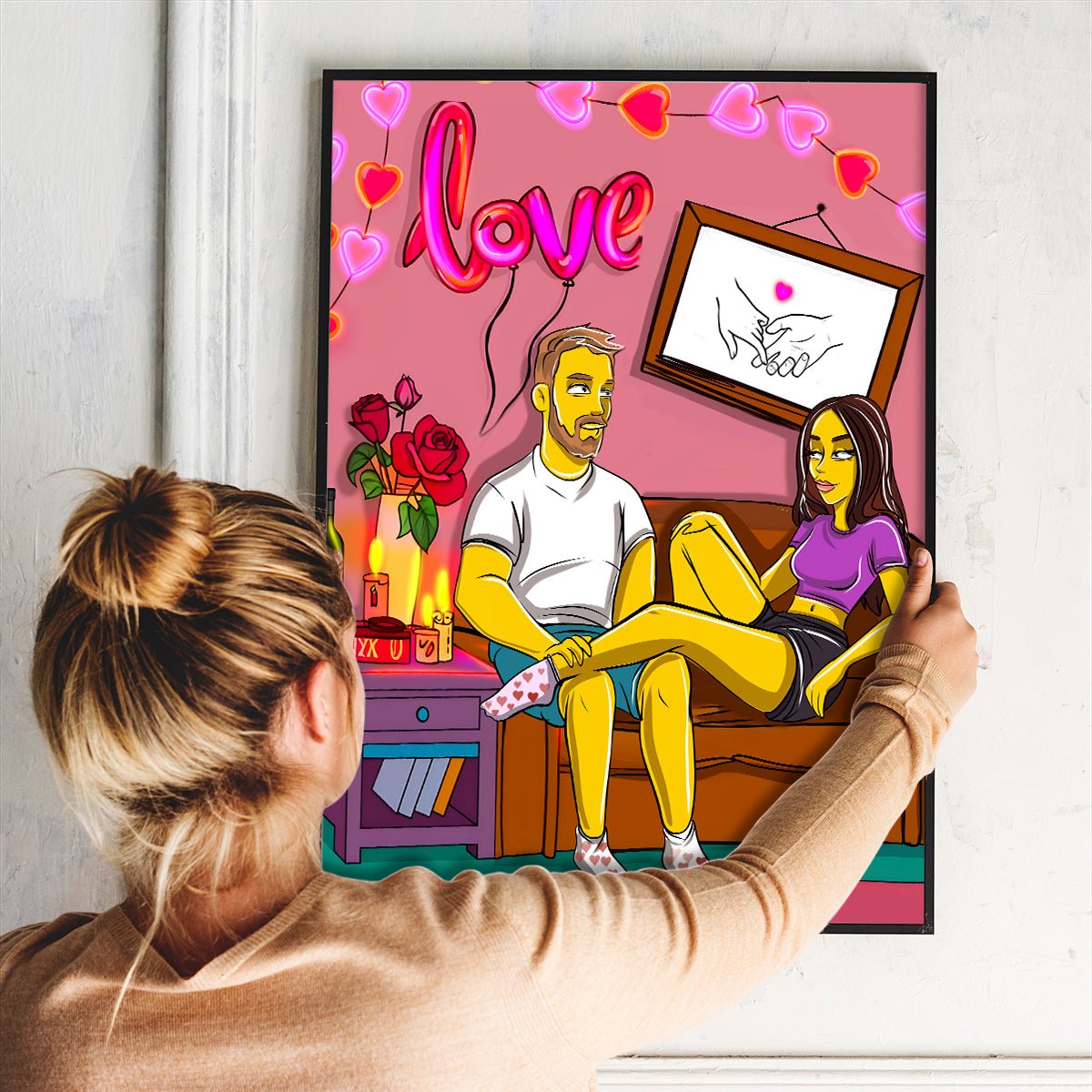 Zakochani Ilustracja - plakat, spersonalizowany prezent dla pary - idamell.com