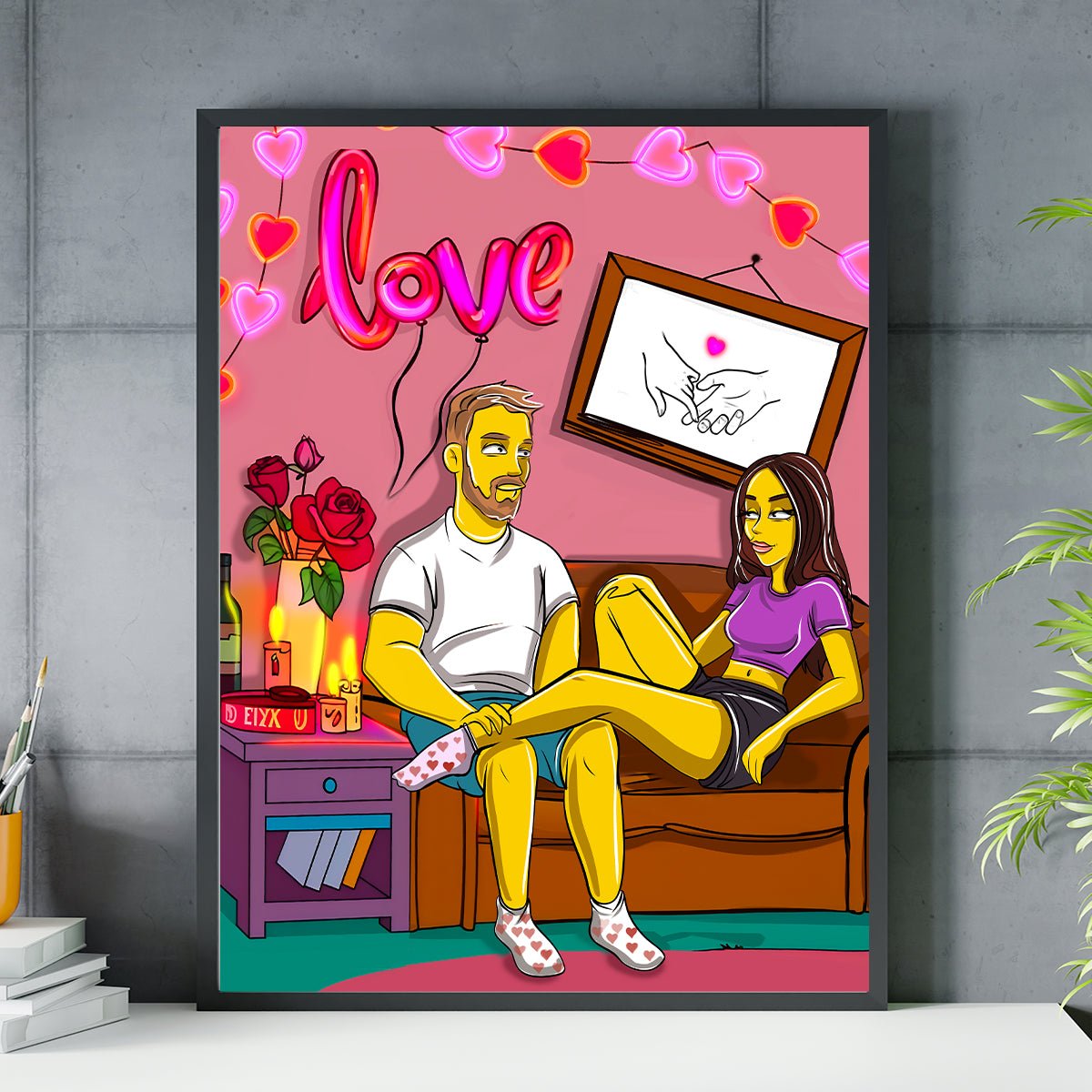 Zakochani Ilustracja - plakat, spersonalizowany prezent dla pary - idamell.com