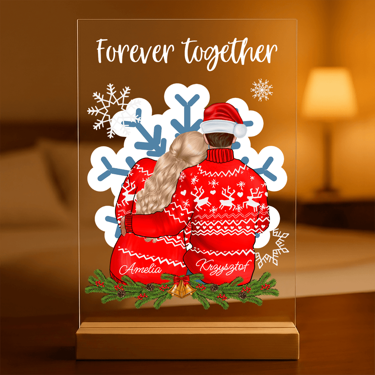 Zakochani świąteczny Clipart - Druk na szkle, spersonalizowany prezent dla dziewczyny - idamell.com