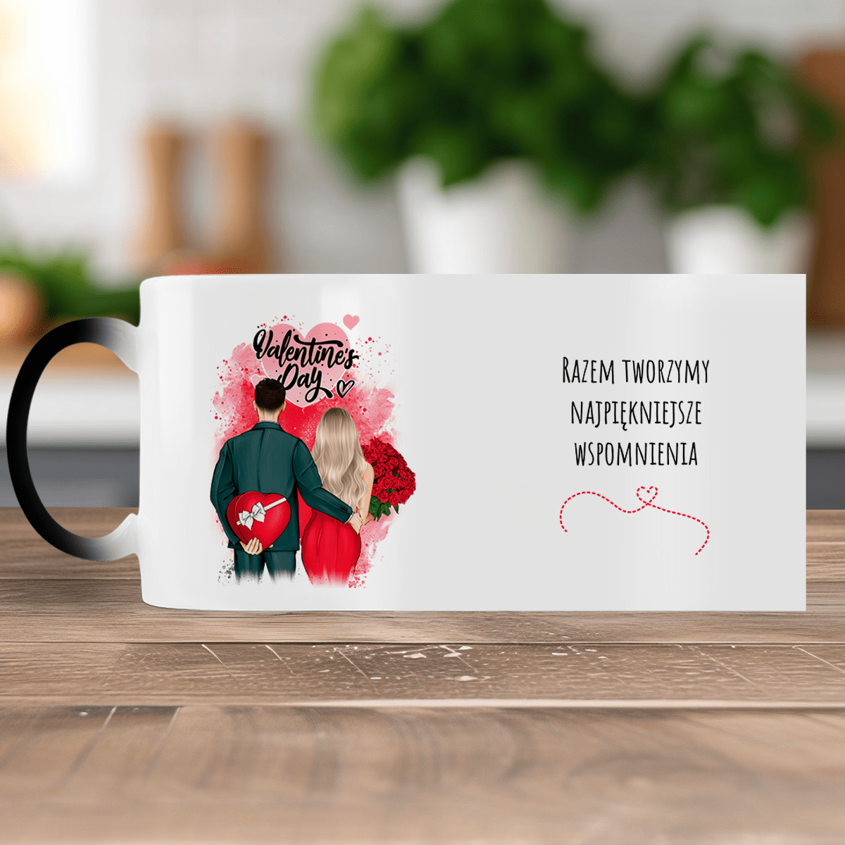 Zakochani w Walentynki Clipart - 1x Kubek magiczny z nadrukiem, spersonalizowany prezent dla pary - idamell.com