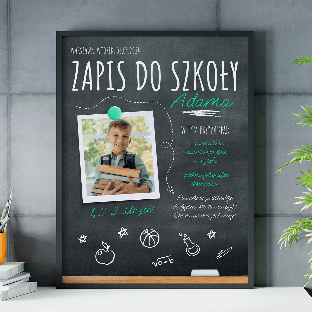 Zapis do szkoły - plakat, spersonalizowany prezent dla dziecka - idamell.com
