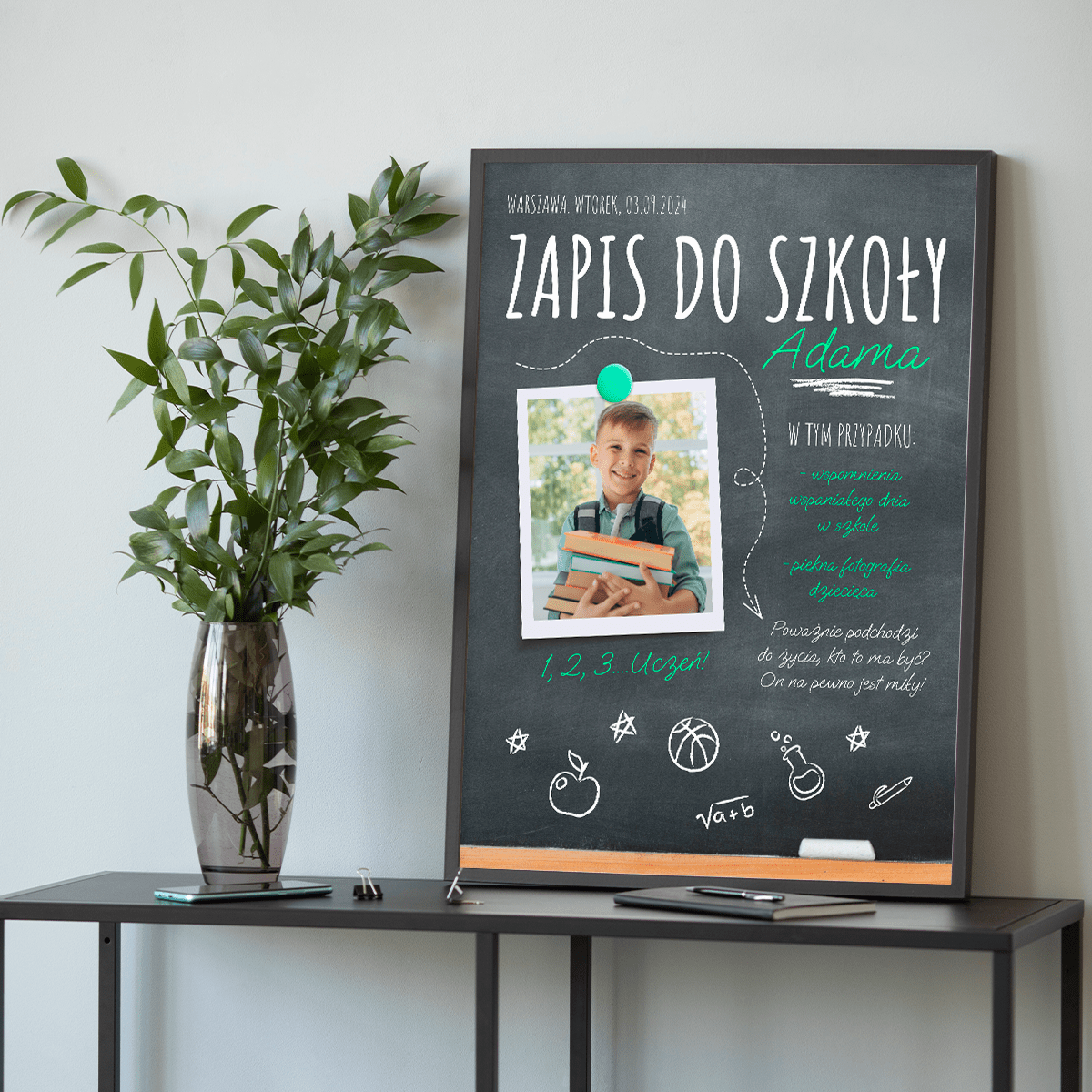 Zapis do szkoły - plakat, spersonalizowany prezent dla dziecka - idamell.com