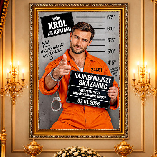 Portret ze zdjęcia na płótnie Portret w stylu kartoteki — prezent dla mężczyzny