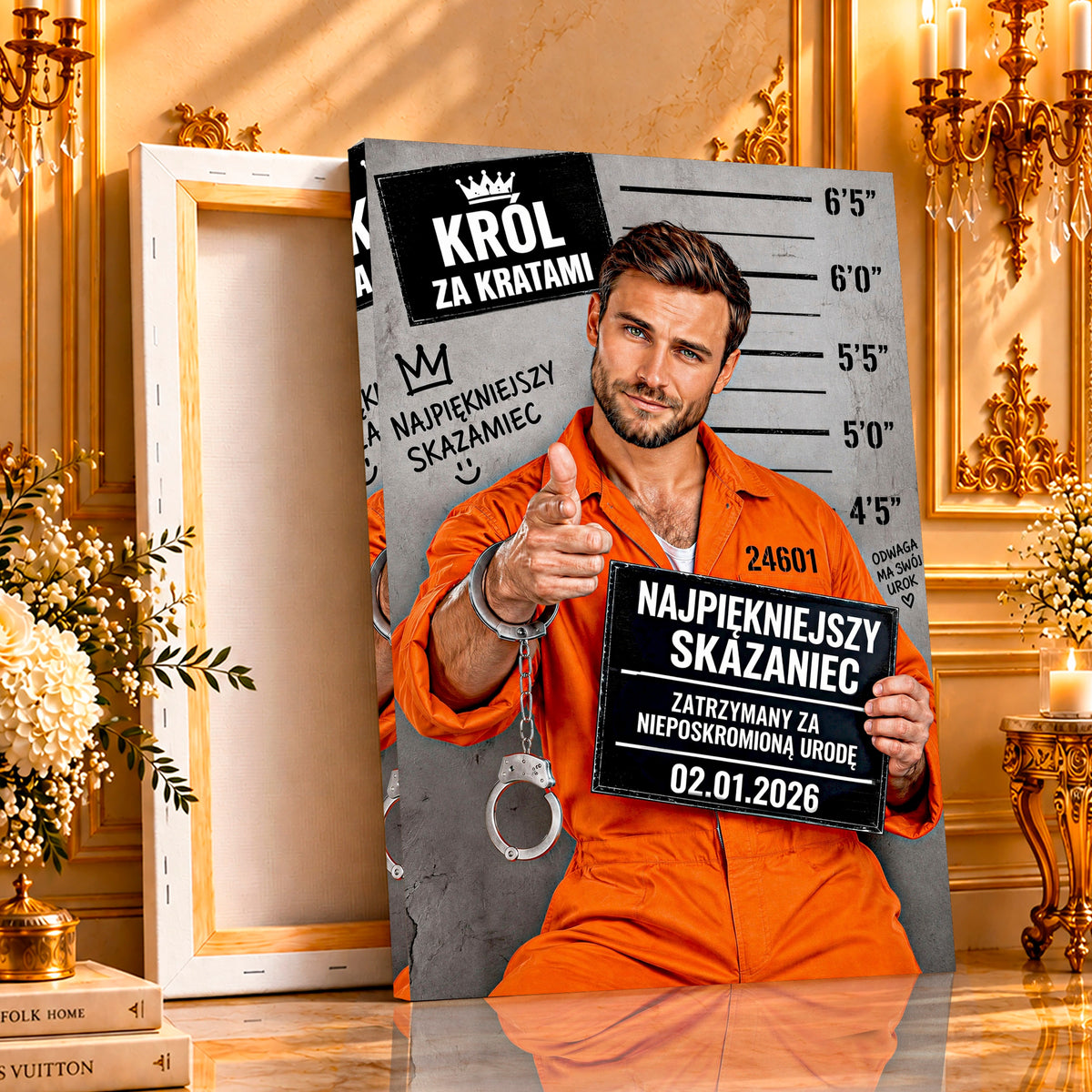 Portret ze zdjęcia na płótnie Portret w stylu kartoteki — prezent dla mężczyzny