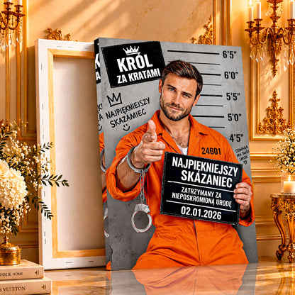 Portret ze zdjęcia na płótnie Portret w stylu kartoteki — prezent dla mężczyzny