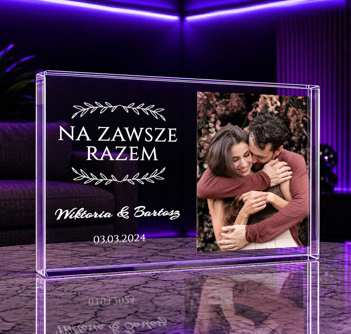 Zawsze razem - Druk na szkle, spersonalizowany prezent dla niej - idamell.com