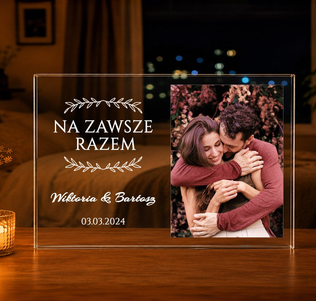 Zawsze razem - Druk na szkle, spersonalizowany prezent dla niej - idamell.com