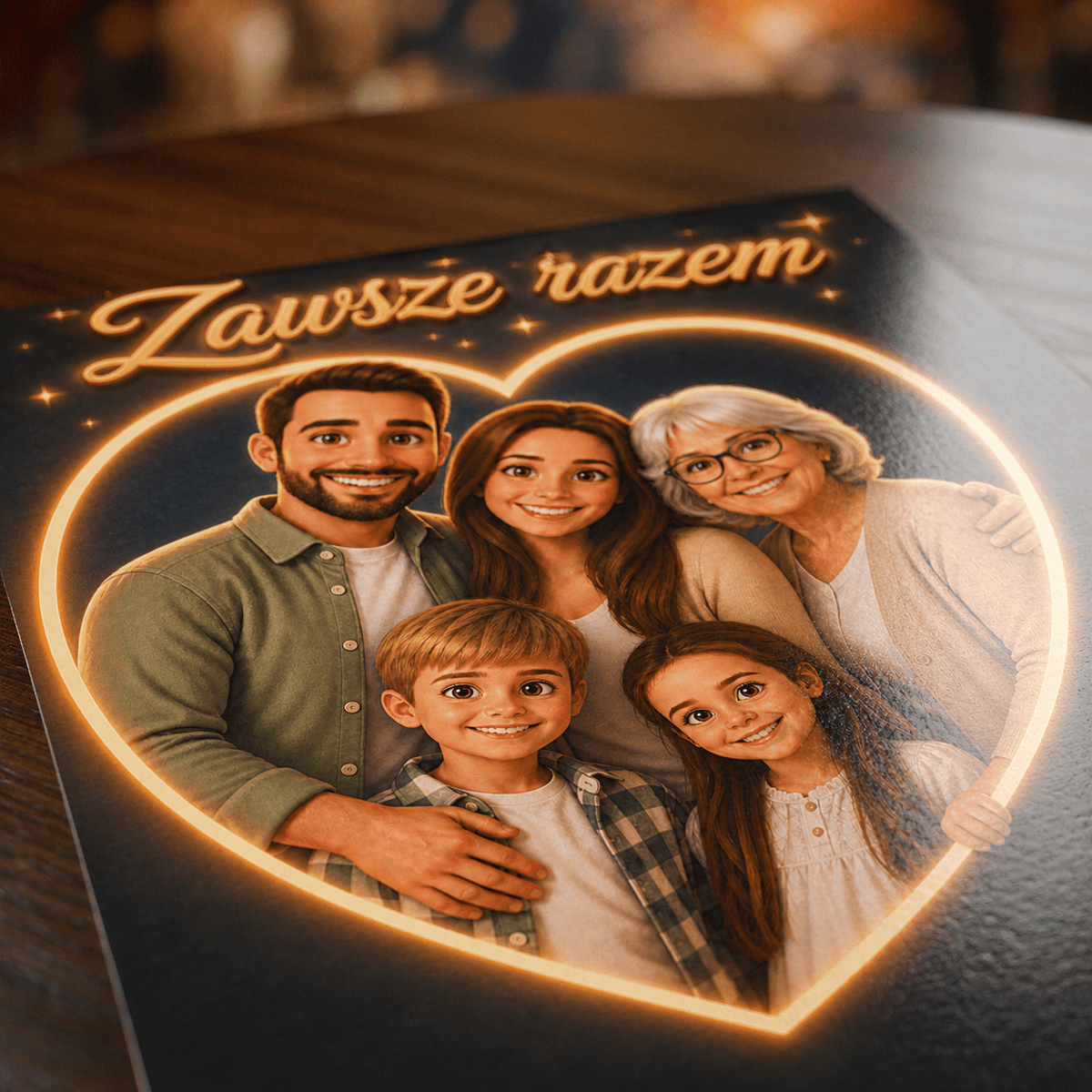 Zawsze Razem w Neonowym Sercu – Personalizowany plakat dla rodziców - idamell.com